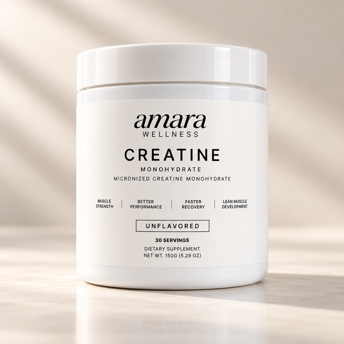 Amara Wellness Creatine Monohydrate | 30-Day Supply 5.29 oz (150 g)