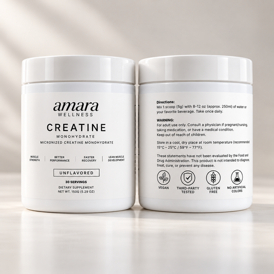 Amara Wellness Creatine Monohydrate | 30-Day Supply 5.29 oz (150 g)